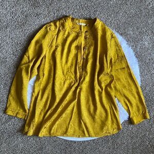 Soft Surroundings Suranya Top Half Button Front Long Sleeves Womens Size 1X